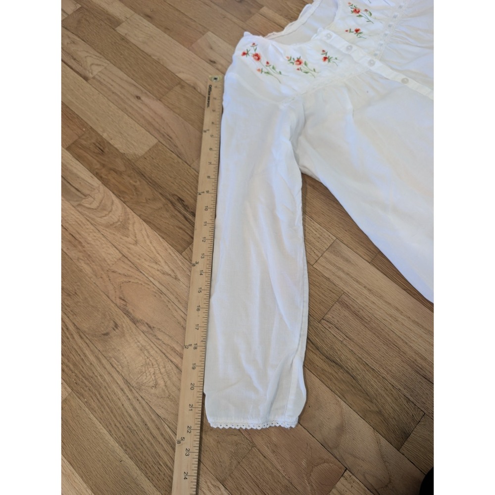 La Cera Long White Nightgown With Embroidery Embellishments Large 100% Cotton - Picture 5 of 16